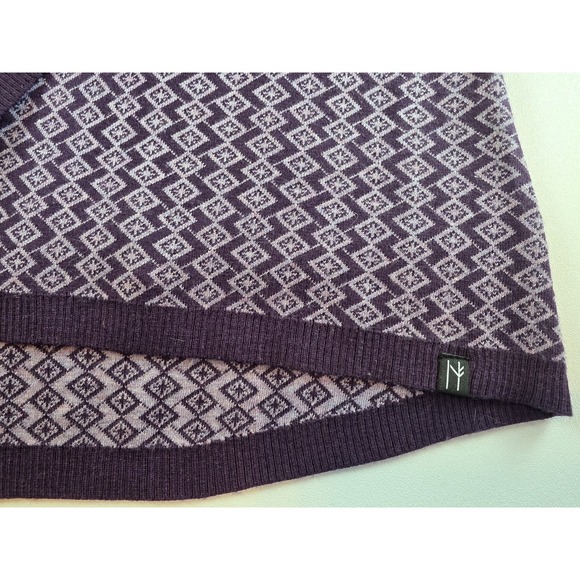 Neve Lisa Cardigan Sweater Merino Blend Purple/Acai Sz M Fair Isle Geometric - Picture 2 of 7